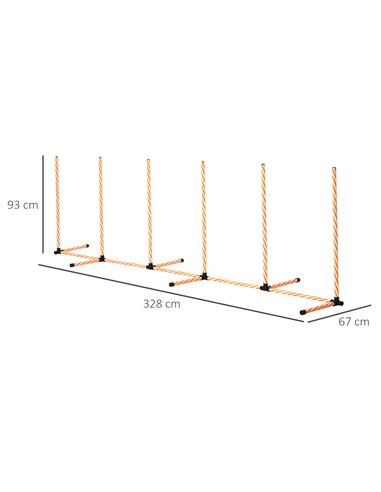 PawHut Dog Agility Equipment Pet Outdoor Training Play Run Obstacle w/ 6 Weaves Poles Whistle Carrying Bag