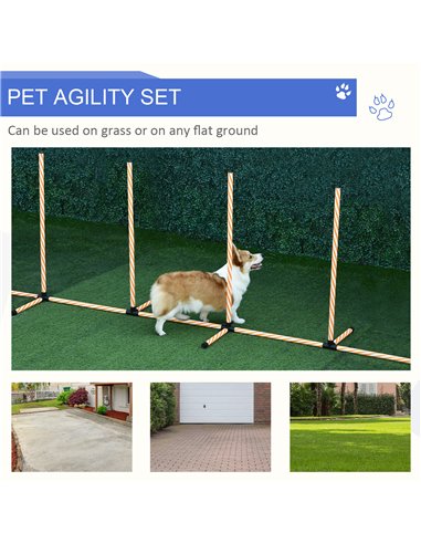 PawHut Dog Agility Equipment Pet Outdoor Training Play Run Obstacle w/ 6 Weaves Poles Whistle Carrying Bag