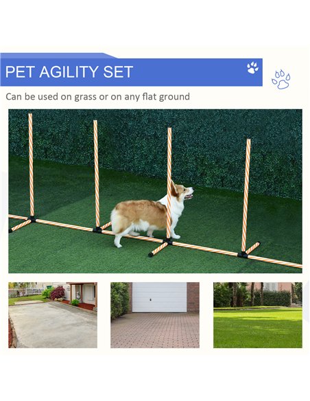 PawHut Dog Agility Equipment Pet Outdoor Training Play Run Obstacle w/ 6 Weaves Poles Whistle Carrying Bag - pic 145671 | FastDaddyshop