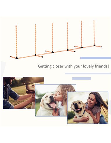 PawHut Dog Agility Equipment Pet Outdoor Training Play Run Obstacle w/ 6 Weaves Poles Whistle Carrying Bag