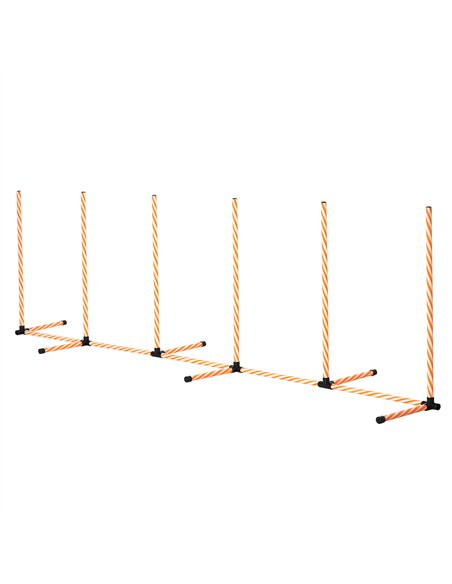 PawHut Dog Agility Equipment Pet Outdoor Training Play Run Obstacle w/ 6 Weaves Poles Whistle Carrying Bag - pic 145673 | FastDaddyshop