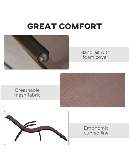 Outsunny Folding Chaise Lounge Chair, Reclining Garden Sun Lounger for Beach, Poolside and Patio, Dark Brown - pic 14568 | FastDaddyshop