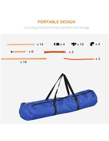 PawHut Dog Agility Equipment Pet Training Set with Adjustable Height Jump Ring Hurdle Whistle Weave Poles Square Pause Box Carry