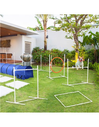 PawHut Six-Piece Dog Agility Equipment Set, with Carry Bag - Multicoloured