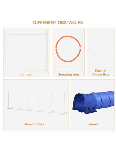 PawHut Six-Piece Dog Agility Equipment Set, with Carry Bag - Multicoloured
