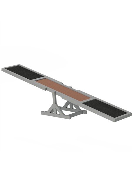 PawHut Wooden Pet Seesaw for Big Dogs, Dog Agility Equipment with Anti-Slip Surface - Grey - pic 145694 | FastDaddyshop