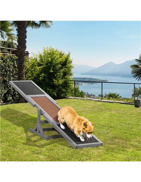 PawHut Wooden Pet Seesaw for Big Dogs, Dog Agility Equipment with Anti-Slip Surface - Grey - pic 145695 | FastDaddyshop