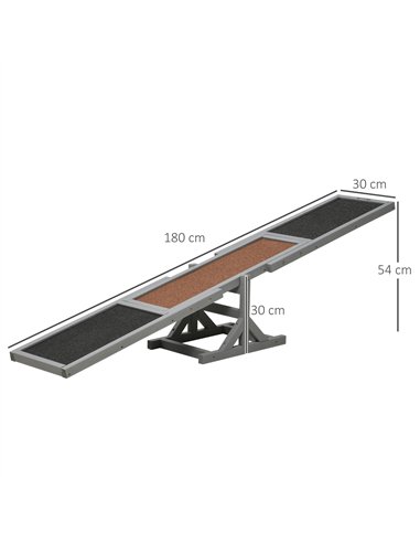 PawHut Wooden Pet Seesaw for Big Dogs, Dog Agility Equipment with Anti-Slip Surface - Grey