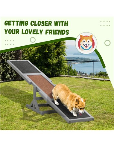 PawHut Wooden Pet Seesaw for Big Dogs, Dog Agility Equipment with Anti-Slip Surface - Grey
