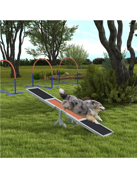 PawHut Wooden Pet Seesaw for Big Dogs, Dog Agility Equipment with Anti-Slip Surface - Grey - pic 145702 | FastDaddyshop