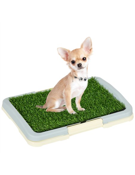 PawHut Puppy Training Pad, Indoor Portable Puppy Pad, with Artificial Grass, Grid, Panel, Tray, 46.5 x 34cm - pic 145721 | FastDaddyshop