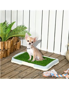 PawHut Puppy Training Pad, Indoor Portable Puppy Pad, with Artificial Grass, Grid, Panel, Tray, 46.5 x 34cm 2