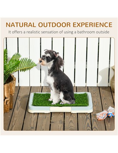 PawHut Puppy Training Pad, Indoor Portable Puppy Pad, with Artificial Grass, Grid, Panel, Tray, 46.5 x 34cm