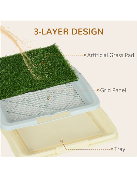 PawHut Puppy Training Pad, Indoor Portable Puppy Pad, with Artificial Grass, Grid, Panel, Tray, 46.5 x 34cm - pic 145725 | FastDaddyshop