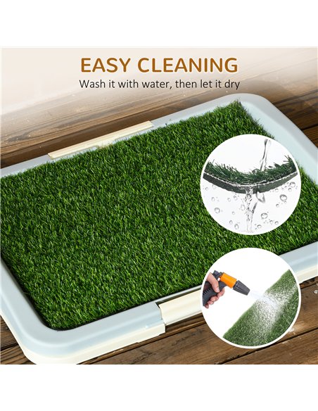 PawHut Puppy Training Pad, Indoor Portable Puppy Pad, with Artificial Grass, Grid, Panel, Tray, 46.5 x 34cm - pic 145726 | FastDaddyshop