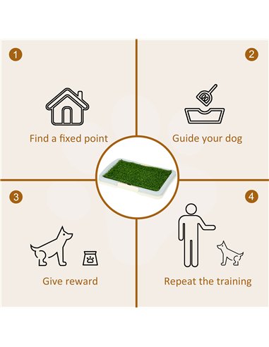 PawHut Puppy Training Pad, Indoor Portable Puppy Pad, with Artificial Grass, Grid, Panel, Tray, 46.5 x 34cm