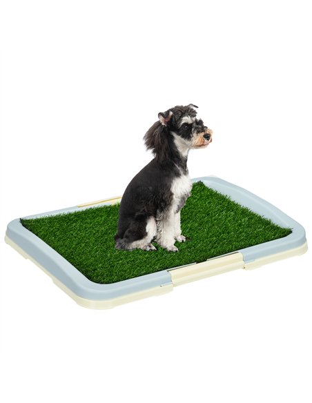 PawHut Puppy Training Pad, Indoor Portable Puppy Pad, with Artificial Grass, Grid, Panel, Tray, 63 x 48.5cm - pic 145730 | FastDaddyshop