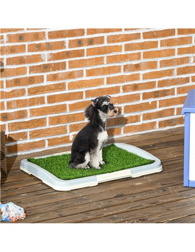 PawHut Puppy Training Pad, Indoor Portable Puppy Pad, with Artificial Grass, Grid, Panel, Tray, 63 x 48.5cm