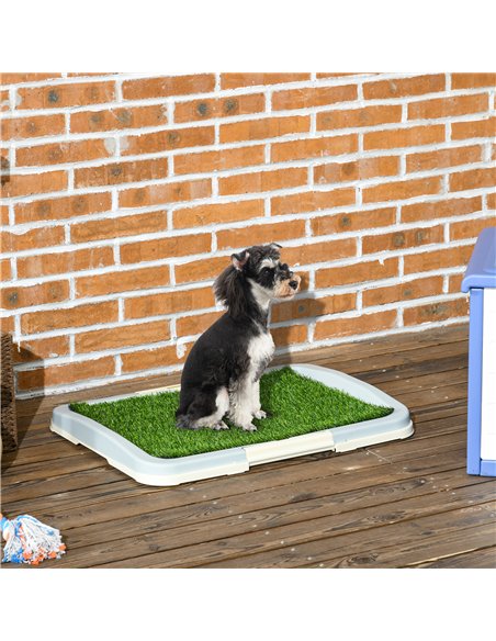 PawHut Puppy Training Pad, Indoor Portable Puppy Pad, with Artificial Grass, Grid, Panel, Tray, 63 x 48.5cm - pic 145731 | FastDaddyshop