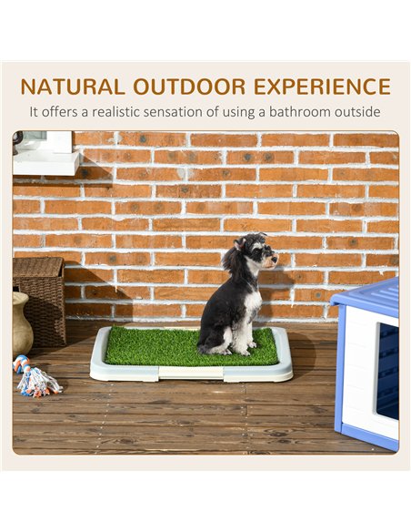PawHut Puppy Training Pad, Indoor Portable Puppy Pad, with Artificial Grass, Grid, Panel, Tray, 63 x 48.5cm - pic 145733 | FastDaddyshop