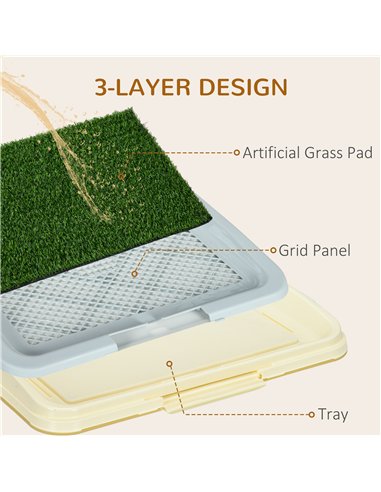 PawHut Puppy Training Pad, Indoor Portable Puppy Pad, with Artificial Grass, Grid, Panel, Tray, 63 x 48.5cm