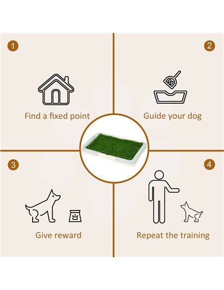 PawHut Puppy Training Pad, Indoor Portable Puppy Pad, with Artificial Grass, Grid, Panel, Tray, 63 x 48.5cm - pic 145736 | FastDaddyshop