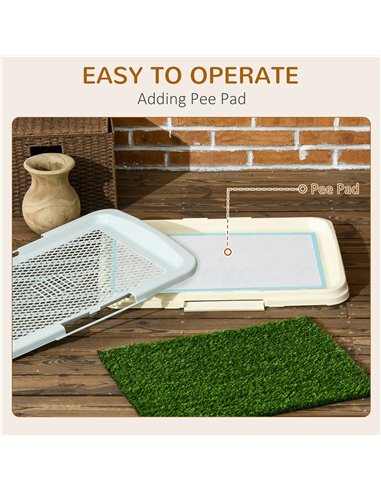 PawHut Puppy Training Pad, Indoor Portable Puppy Pad, with Artificial Grass, Grid, Panel, Tray, 63 x 48.5cm