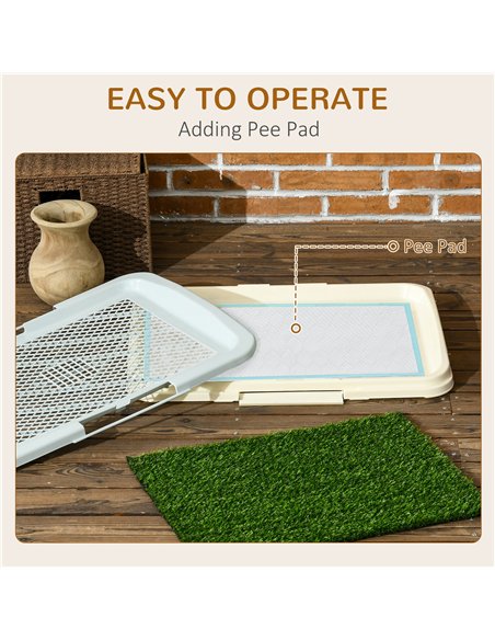 PawHut Puppy Training Pad, Indoor Portable Puppy Pad, with Artificial Grass, Grid, Panel, Tray, 63 x 48.5cm - pic 145737 | FastDaddyshop