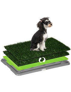 PawHut Artificial Grass Dog Toilet with Tray for Potty Training Indoor Outdoor, 2 Packs, 67 x 41cm