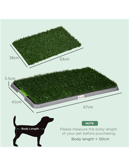 PawHut Artificial Grass Dog Toilet with Tray for Potty Training Indoor Outdoor, 2 Packs, 67 x 41cm - pic 145750 | FastDaddyshop