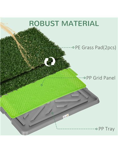PawHut Artificial Grass Dog Toilet with Tray for Potty Training Indoor Outdoor, 2 Packs, 67 x 41cm