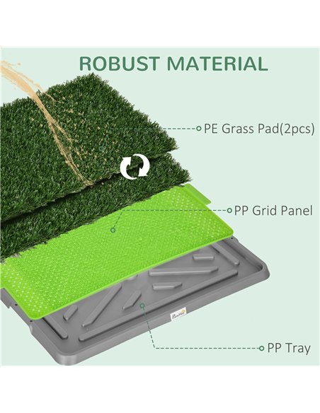 PawHut Artificial Grass Dog Toilet with Tray for Potty Training Indoor Outdoor, 2 Packs, 67 x 41cm - pic 145752 | FastDaddyshop