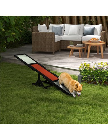 PawHut Wooden Pet Seesaw for Big Dogs, Dog Agility Equipment with Anti-Slip Surface - Black