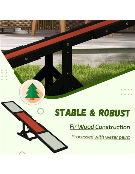 PawHut Wooden Pet Seesaw for Big Dogs, Dog Agility Equipment with Anti-Slip Surface - Black - pic 145760 | FastDaddyshop