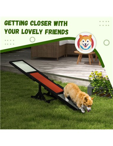 PawHut Wooden Pet Seesaw for Big Dogs, Dog Agility Equipment with Anti-Slip Surface - Black
