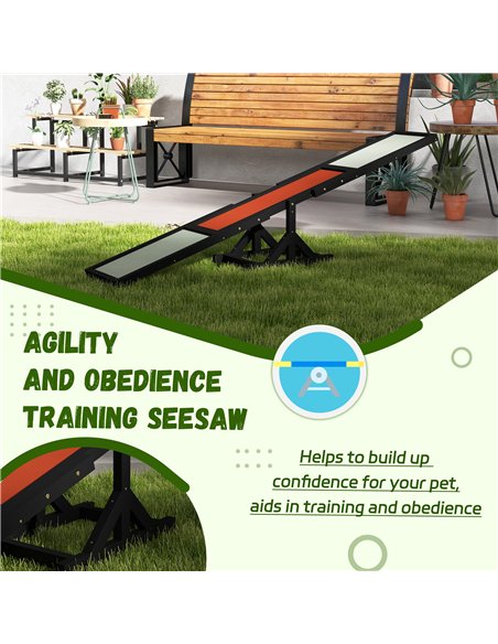 PawHut Wooden Pet Seesaw for Big Dogs, Dog Agility Equipment with Anti-Slip Surface - Black - pic 145763 | FastDaddyshop