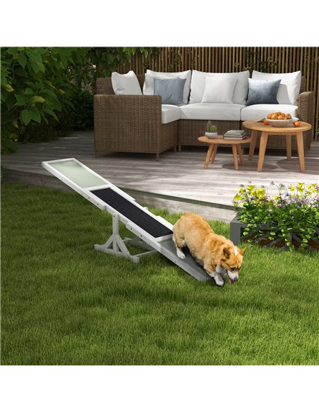 PawHut Wooden Pet Seesaw for Big Dogs, Dog Agility Equipment with Anti-Slip Surface - White - pic 145767 | FastDaddyshop