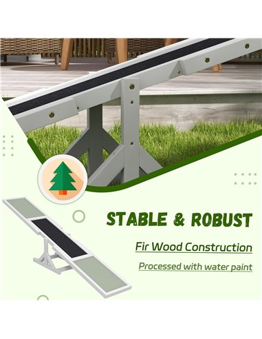PawHut Wooden Pet Seesaw for Big Dogs, Dog Agility Equipment with Anti-Slip Surface - White