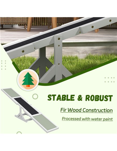 PawHut Wooden Pet Seesaw for Big Dogs, Dog Agility Equipment with Anti-Slip Surface - White - pic 145769 | FastDaddyshop