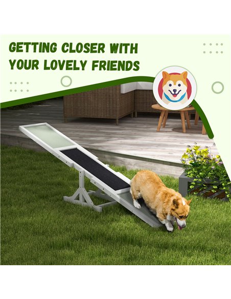 PawHut Wooden Pet Seesaw for Big Dogs, Dog Agility Equipment with Anti-Slip Surface - White - pic 145771 | FastDaddyshop