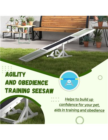 PawHut Wooden Pet Seesaw for Big Dogs, Dog Agility Equipment with Anti-Slip Surface - White
