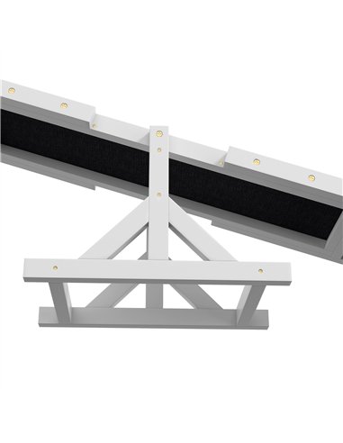 PawHut Wooden Pet Seesaw for Big Dogs, Dog Agility Equipment with Anti-Slip Surface - White