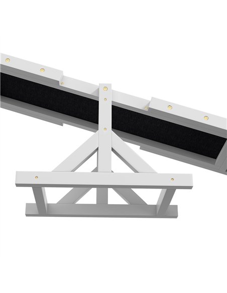 PawHut Wooden Pet Seesaw for Big Dogs, Dog Agility Equipment with Anti-Slip Surface - White - pic 145773 | FastDaddyshop