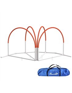 PawHut Dog Agility Equipment Set, Dog Agility Training Equipment for Dogs w/ Oxford Carry Bag, 4 PCS Weave Poles Orange