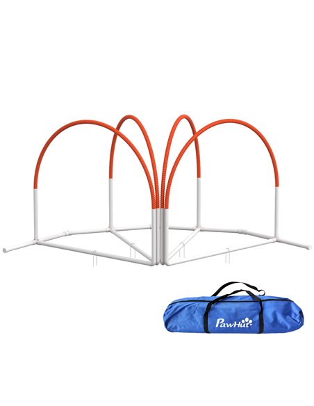 PawHut Dog Agility Equipment Set, Dog Agility Training Equipment for Dogs w/ Oxford Carry Bag, 4 PCS Weave Poles Orange - pic 145793 | FastDaddyshop