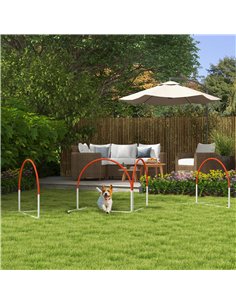 PawHut Dog Agility Equipment Set, Dog Agility Training Equipment for Dogs w/ Oxford Carry Bag, 4 PCS Weave Poles Orange 2