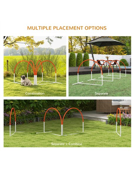 PawHut Dog Agility Equipment Set, Dog Agility Training Equipment for Dogs w/ Oxford Carry Bag, 4 PCS Weave Poles Orange - pic 145796 | FastDaddyshop