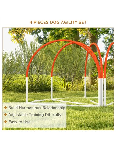 PawHut Dog Agility Equipment Set, Dog Agility Training Equipment for Dogs w/ Oxford Carry Bag, 4 PCS Weave Poles Orange
