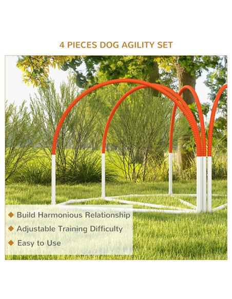 PawHut Dog Agility Equipment Set, Dog Agility Training Equipment for Dogs w/ Oxford Carry Bag, 4 PCS Weave Poles Orange - pic 145797 | FastDaddyshop