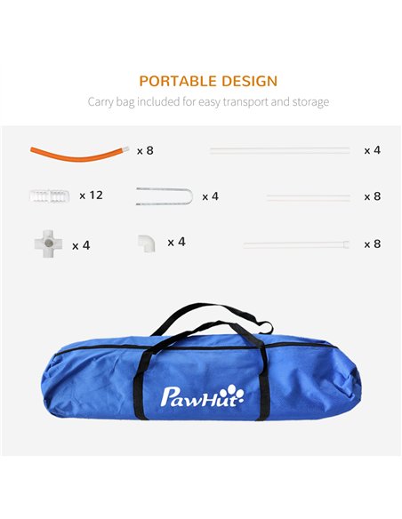 PawHut Dog Agility Equipment Set, Dog Agility Training Equipment for Dogs w/ Oxford Carry Bag, 4 PCS Weave Poles Orange - pic 145798 | FastDaddyshop